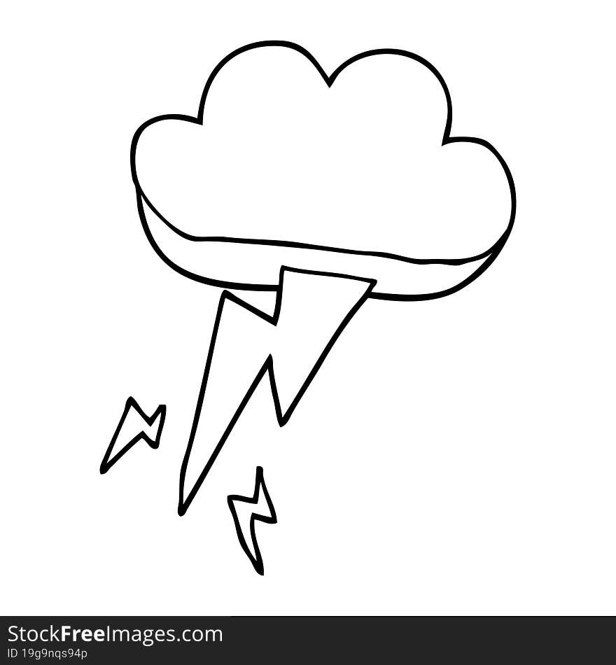 line drawing cartoon thunder and lightening