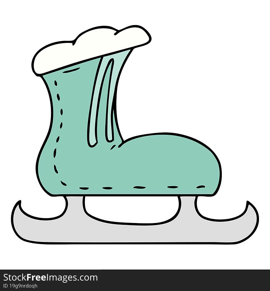 Cartoon Doodle Of An Ice Skate Boot