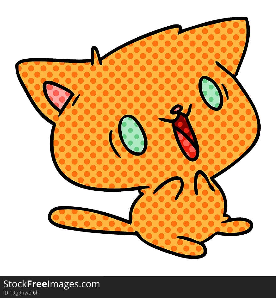 cartoon of cute kawaii cat