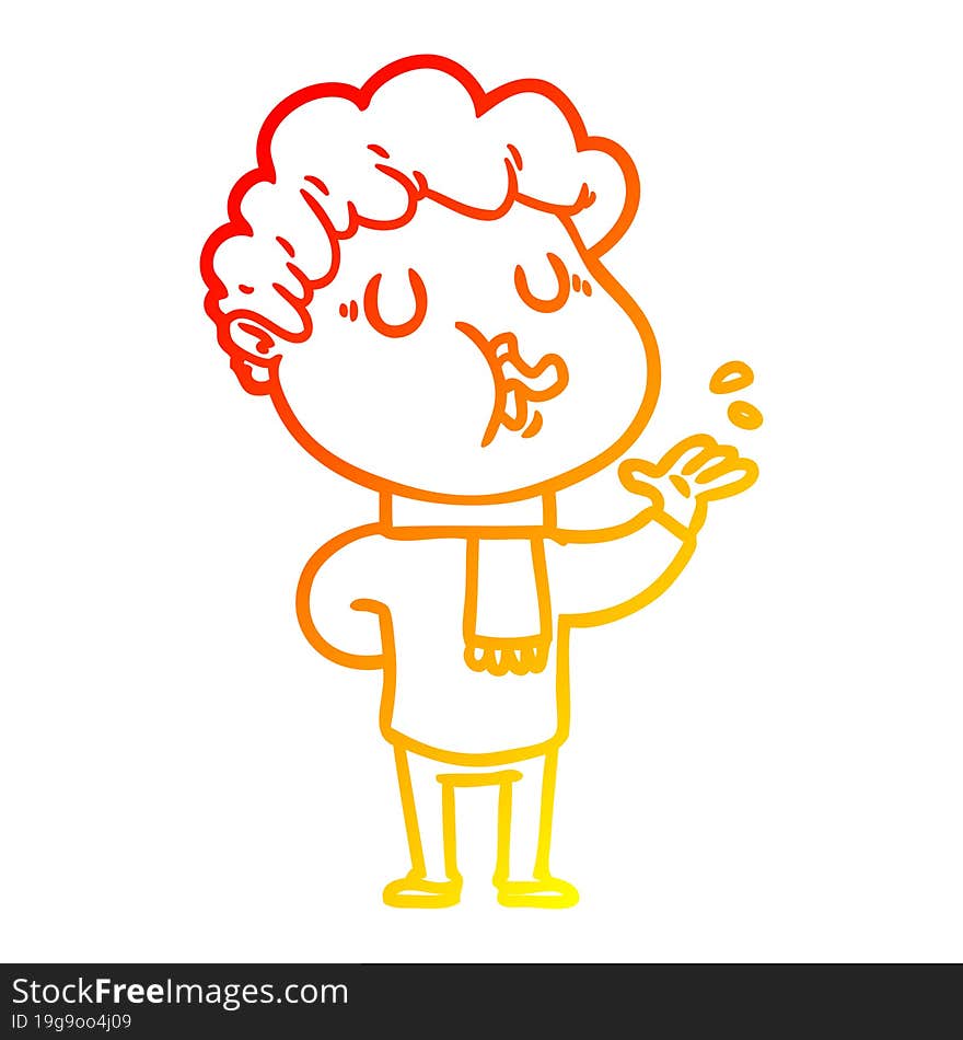 warm gradient line drawing cartoon man singing