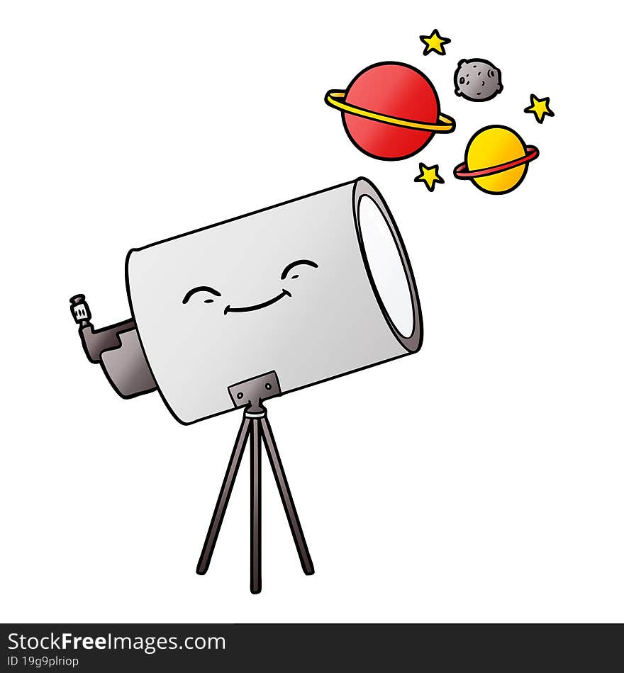 cartoon telescope with face. cartoon telescope with face