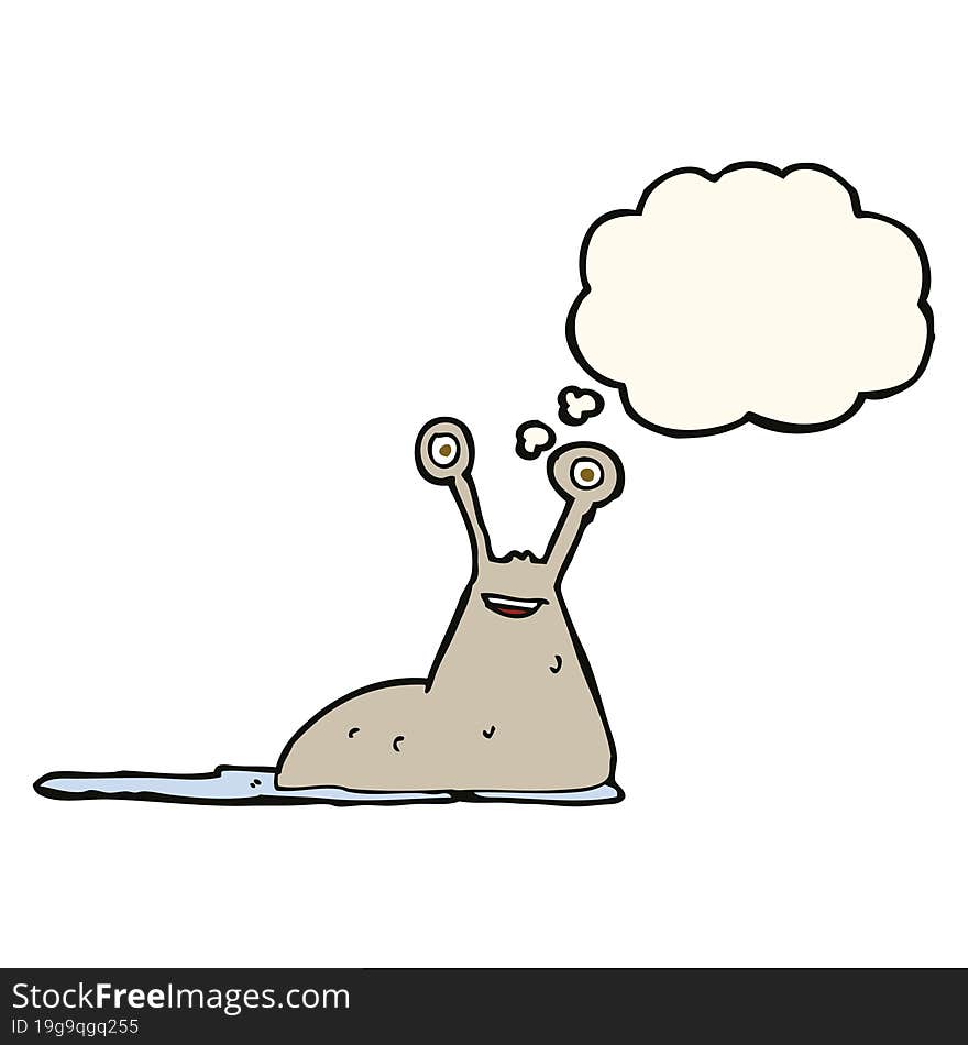 cartoon slug with thought bubble