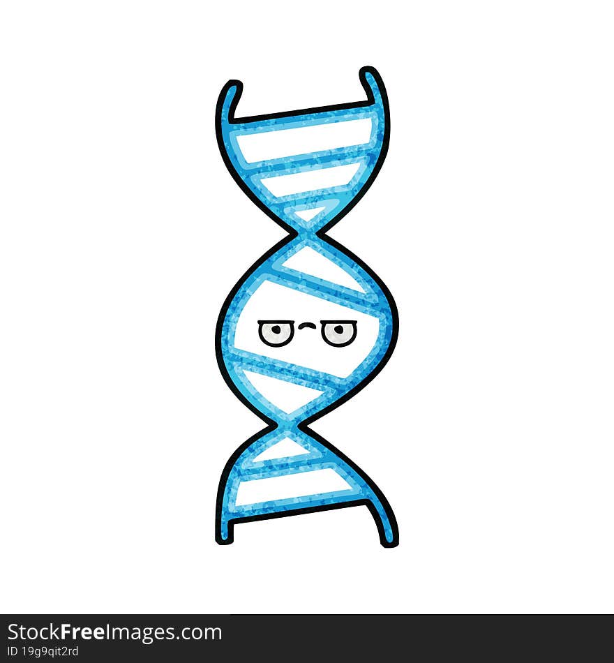 retro grunge texture cartoon DNA strand