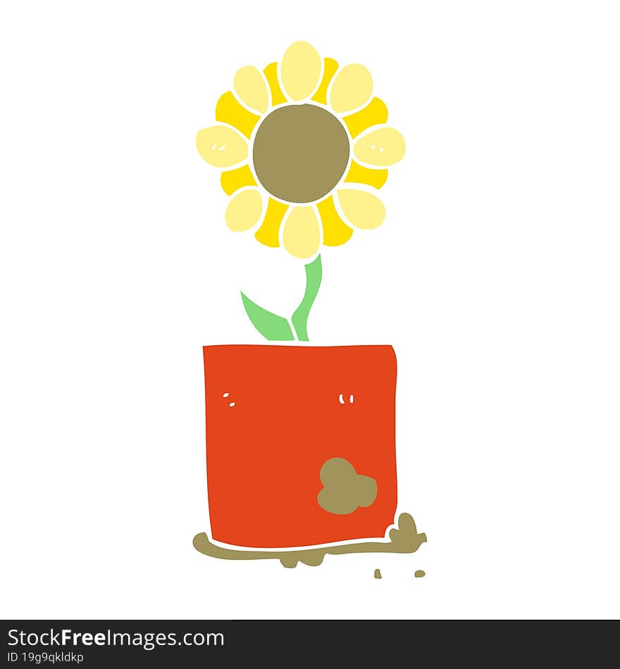 cute flat color style cartoon flower