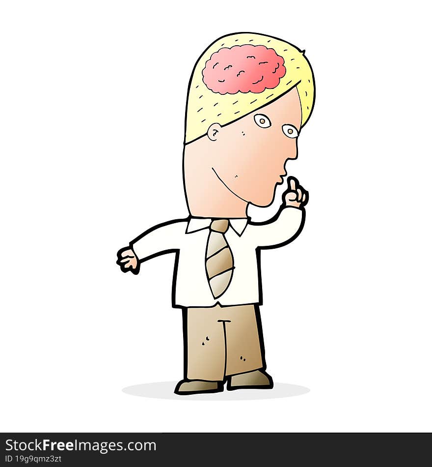 cartoon businessman with huge brain