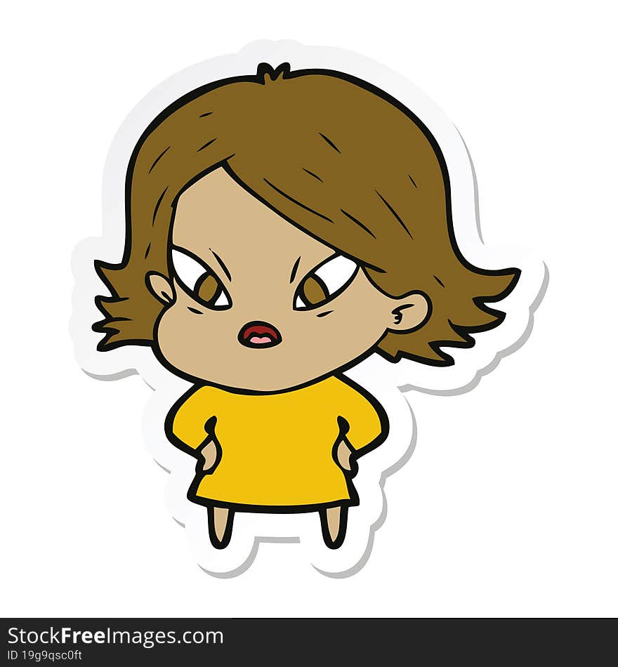 sticker of a cartoon stressed woman