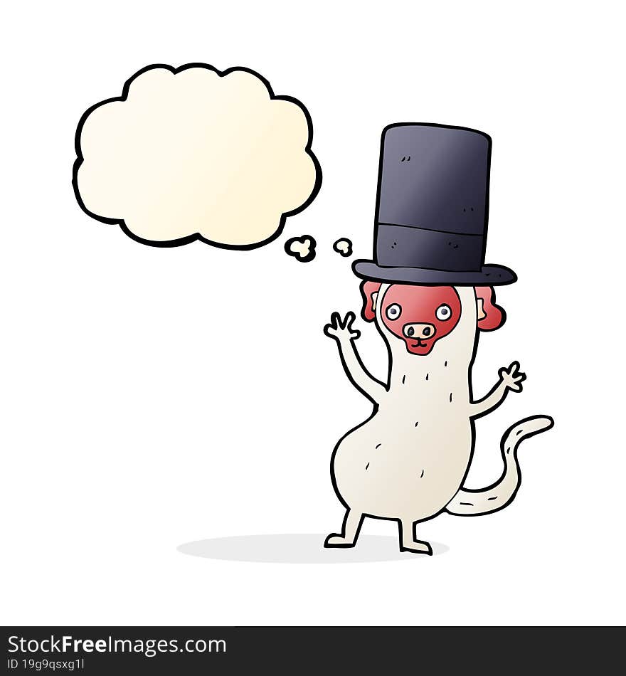 cartoon monkey in top hat with thought bubble