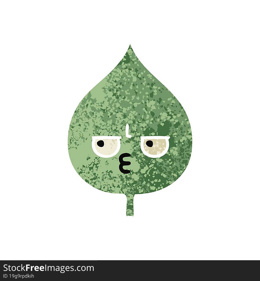 retro illustration style cartoon of a expressional leaf