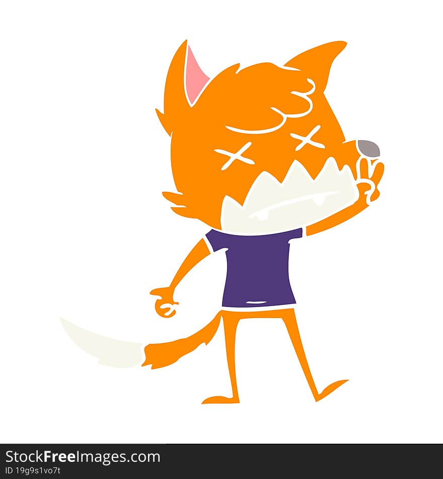 flat color style cartoon dead fox