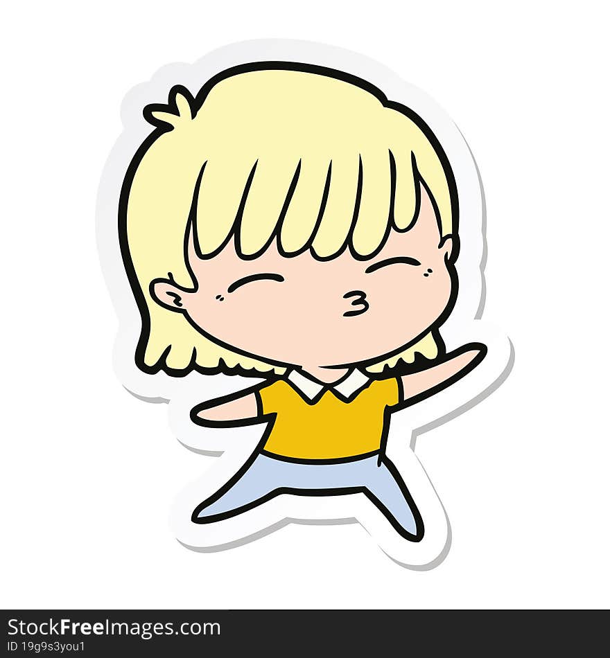 sticker of a cartoon woman