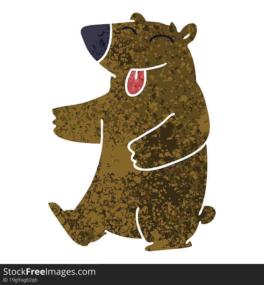 Quirky Retro Illustration Style Cartoon Bear