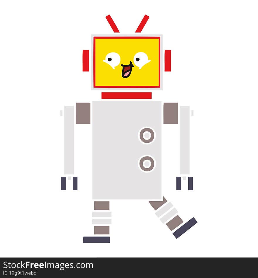 Flat Color Retro Cartoon Robot