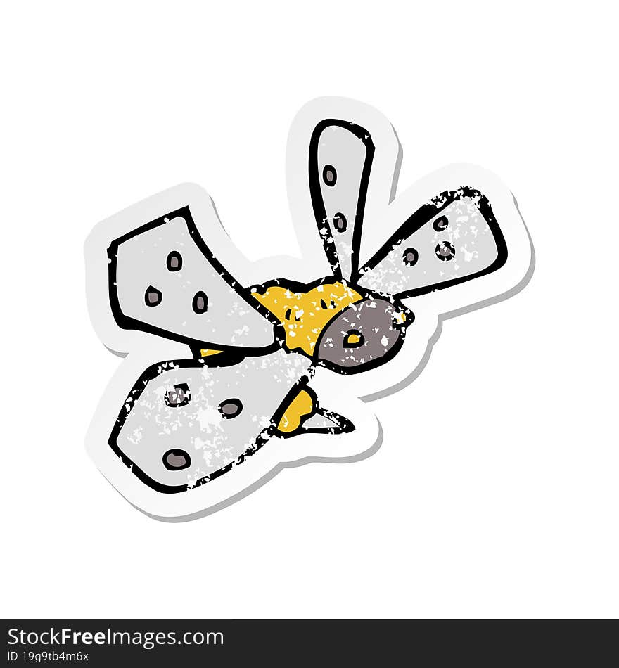 retro distressed sticker of a cartoon bee