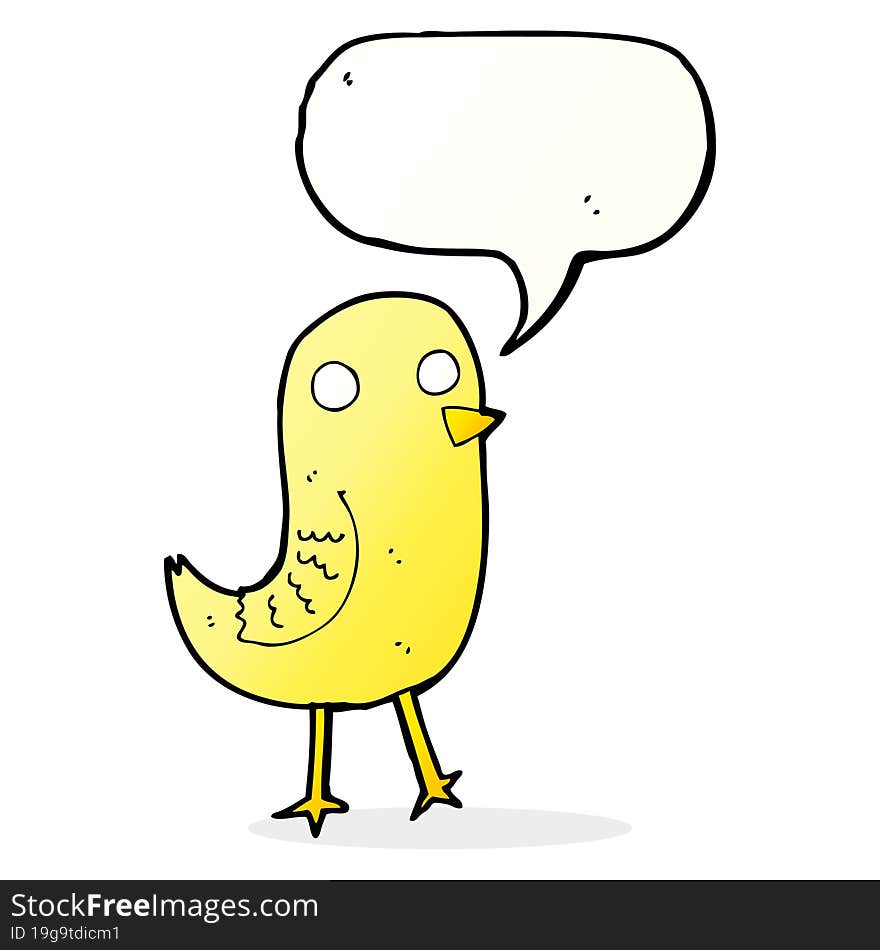 Funny Cartoon Bird With Speech Bubble