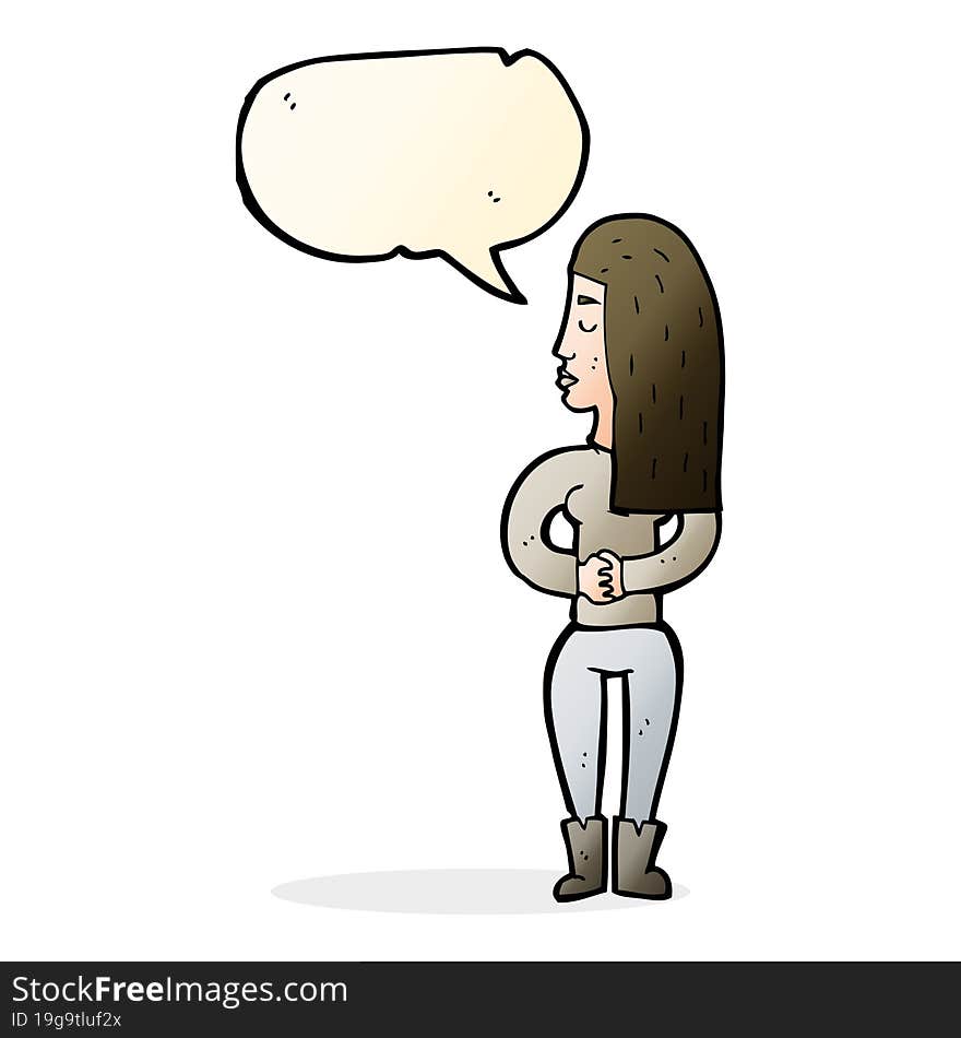 cartoon woman ignoring with speech bubble