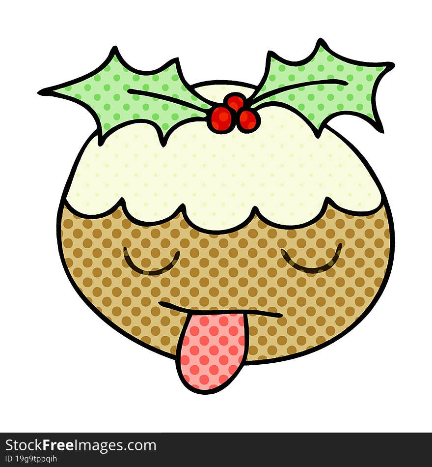 quirky comic book style cartoon christmas pudding