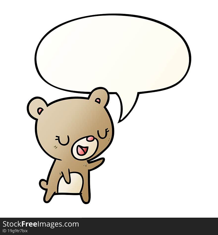 cartoon bear with speech bubble in smooth gradient style