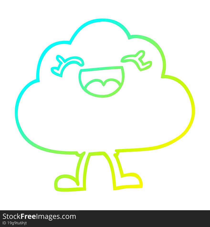 Cold Gradient Line Drawing Cartoon Expressive Weather Cloud