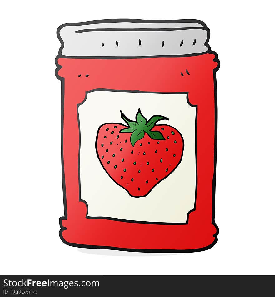 freehand drawn cartoon strawberry jam jar