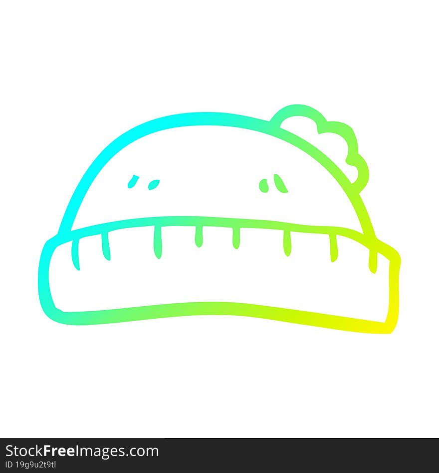 cold gradient line drawing cartoon woolly hat