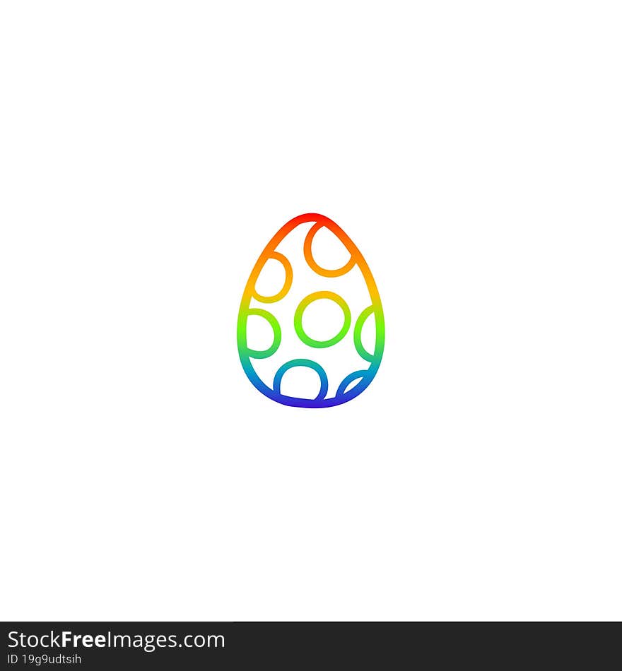 rainbow gradient line drawing cartoon painted easter egg