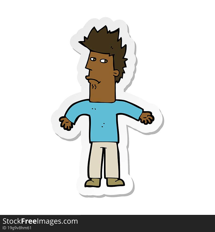 sticker of a cartoon confused man