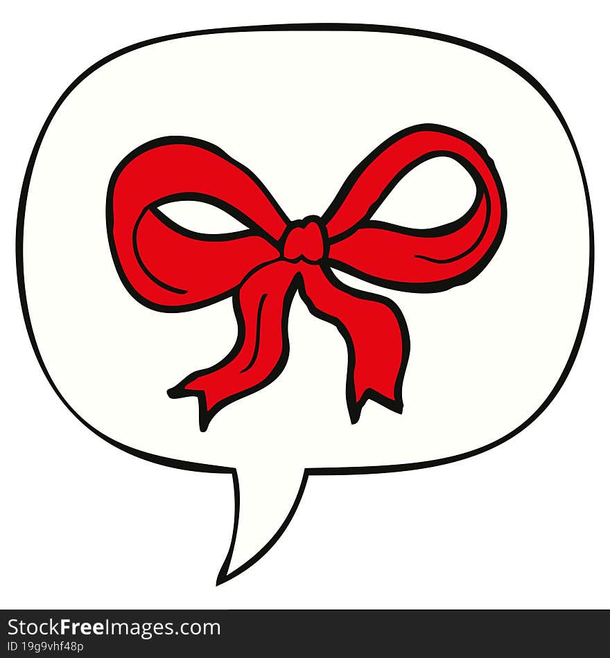 cartoon decorative bow and speech bubble