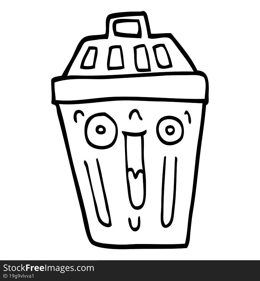 line drawing cartoon waste bin