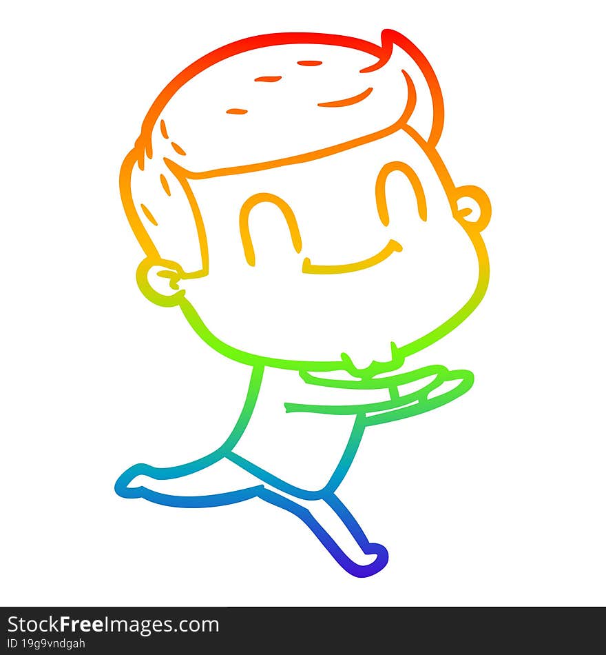 Rainbow Gradient Line Drawing Cartoon Friendly Man