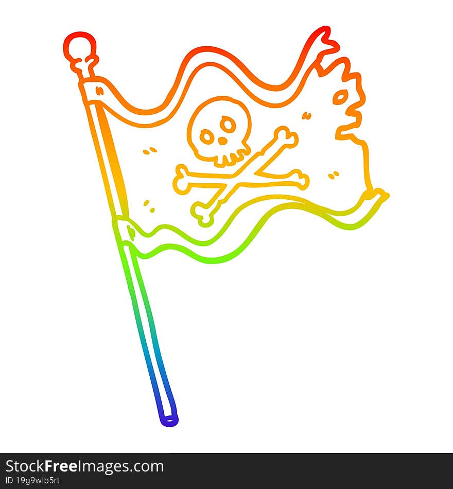 rainbow gradient line drawing pirate flag