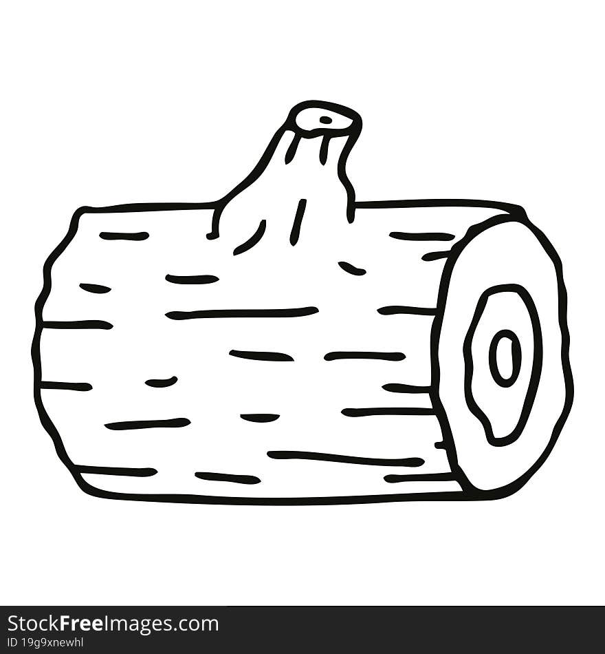 quirky line drawing cartoon wooden log