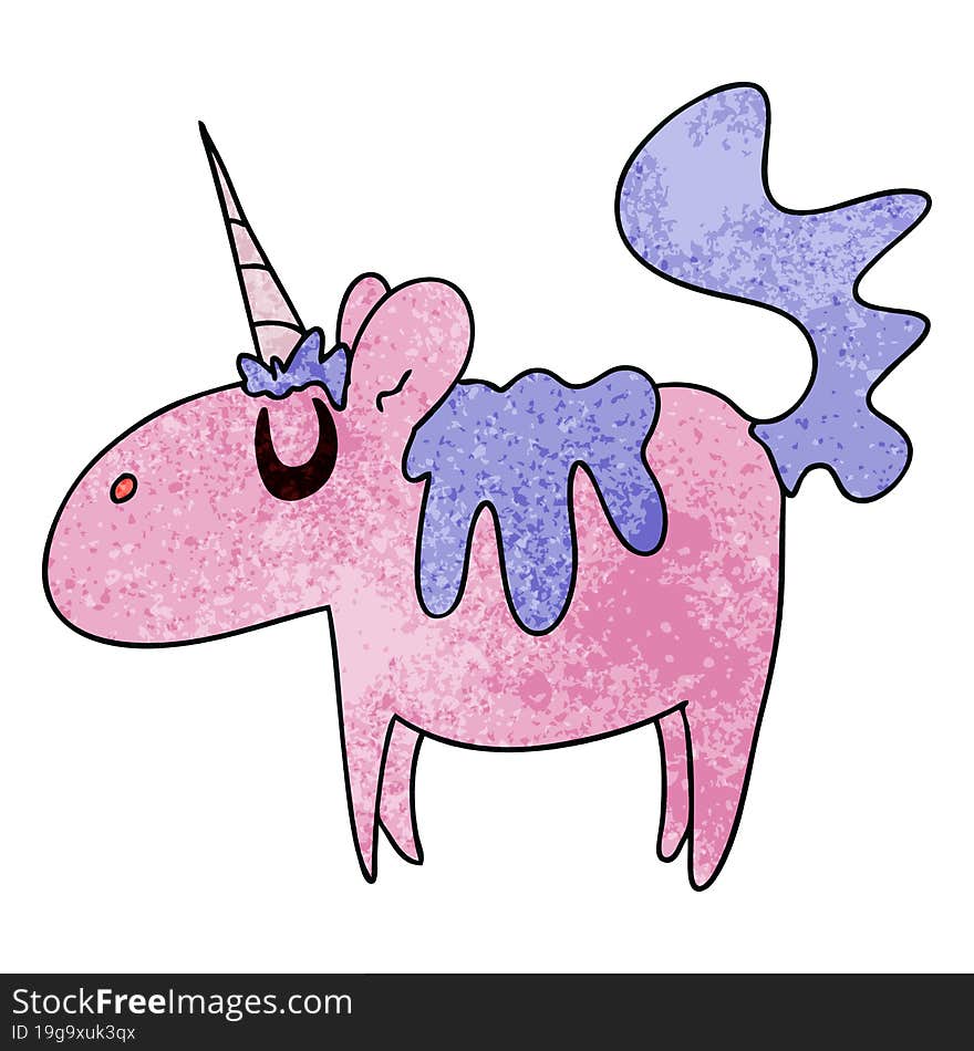 quirky hand drawn cartoon unicorn