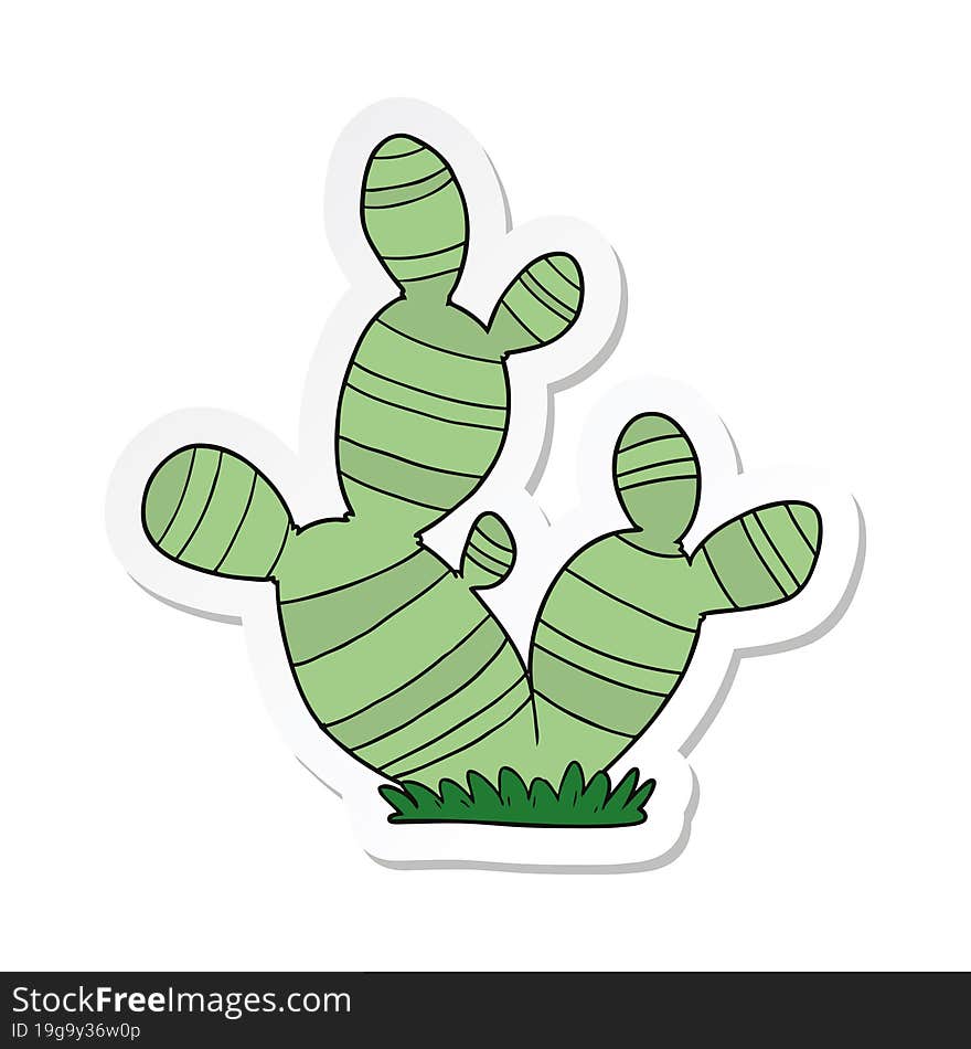 sticker of a cartoon cactus