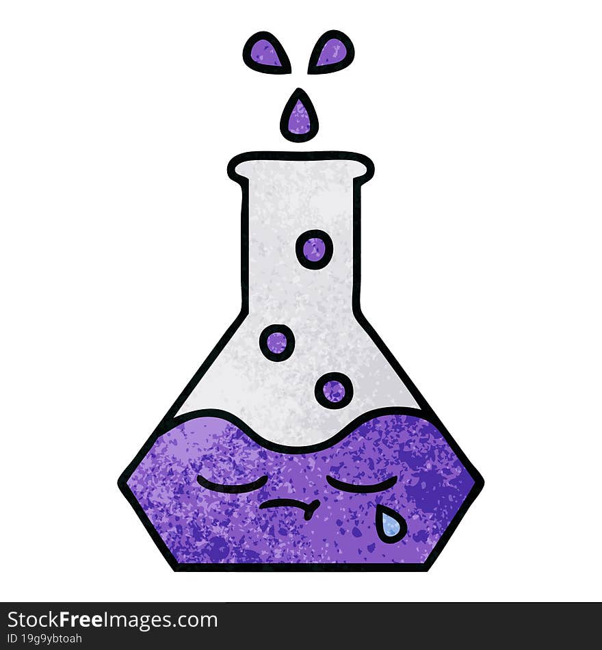 retro grunge texture cartoon science beaker