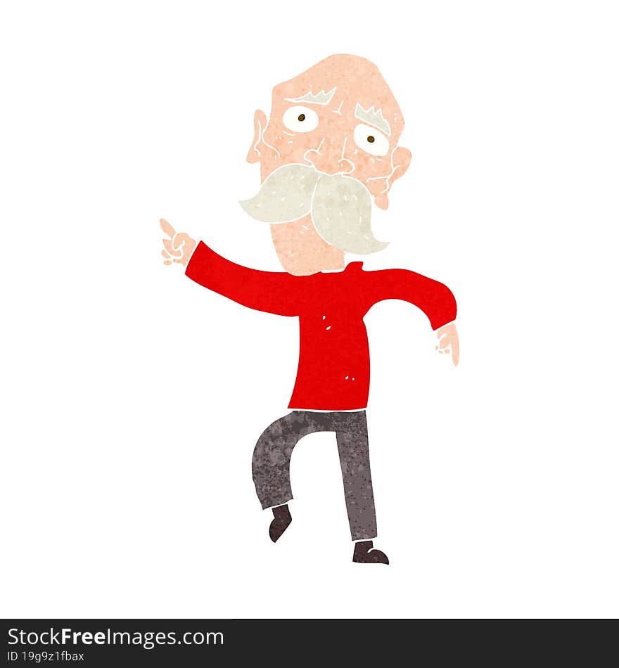 Cartoon Sad Old Man Pointing