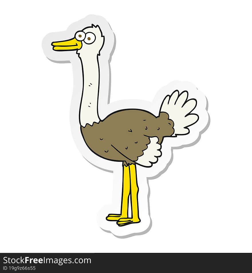 sticker of a cartoon ostrich