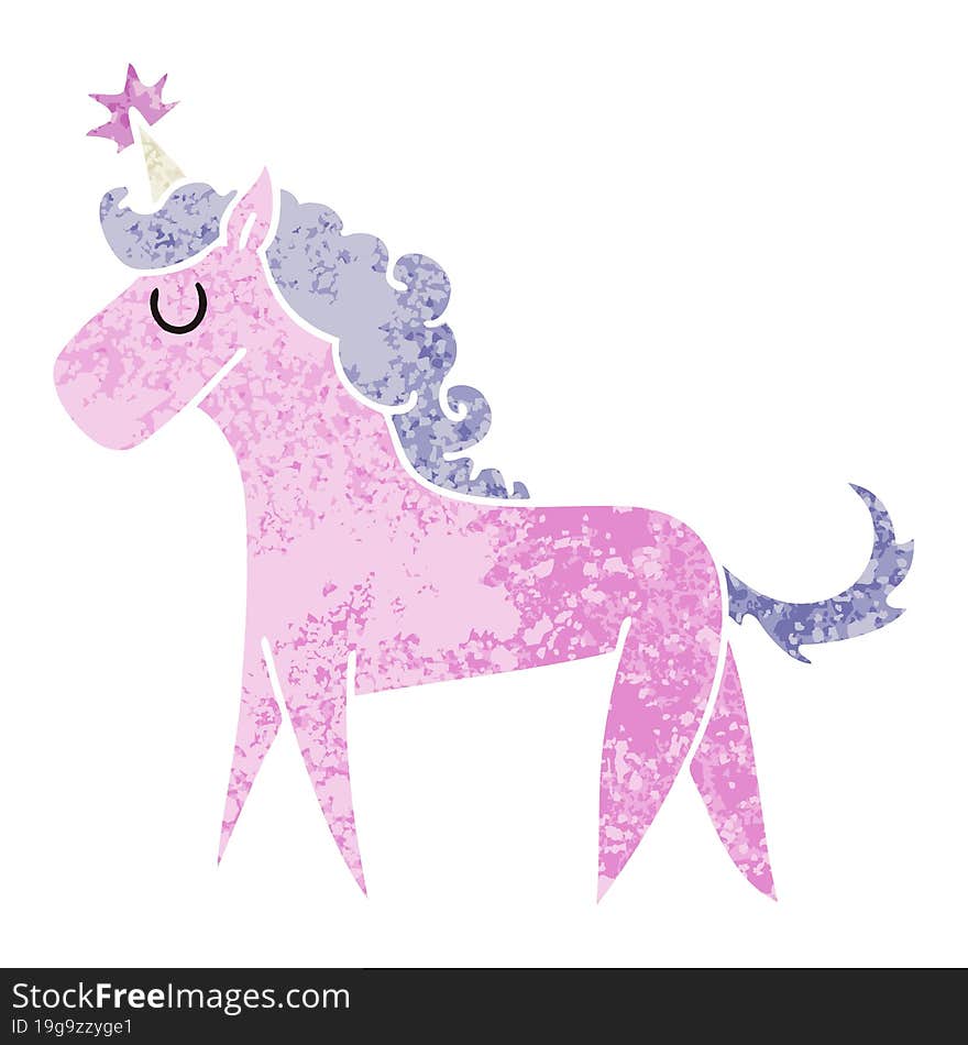 Quirky Retro Illustration Style Cartoon Unicorn