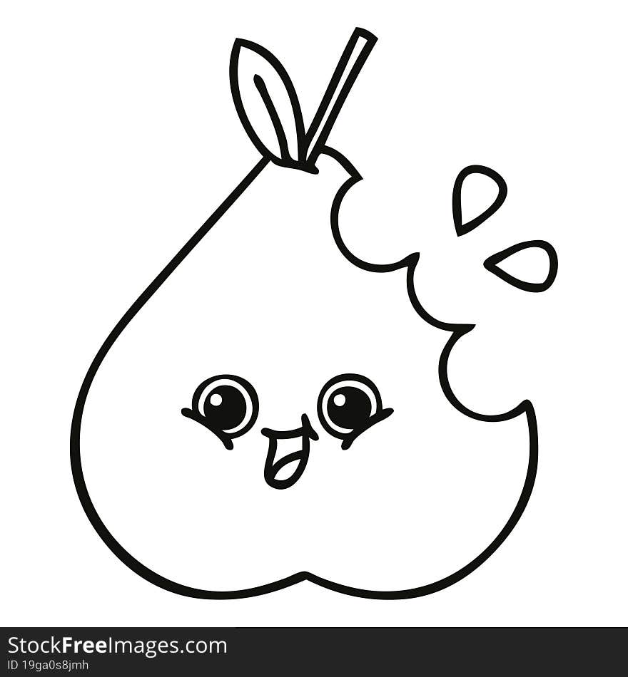 line drawing cartoon green pear