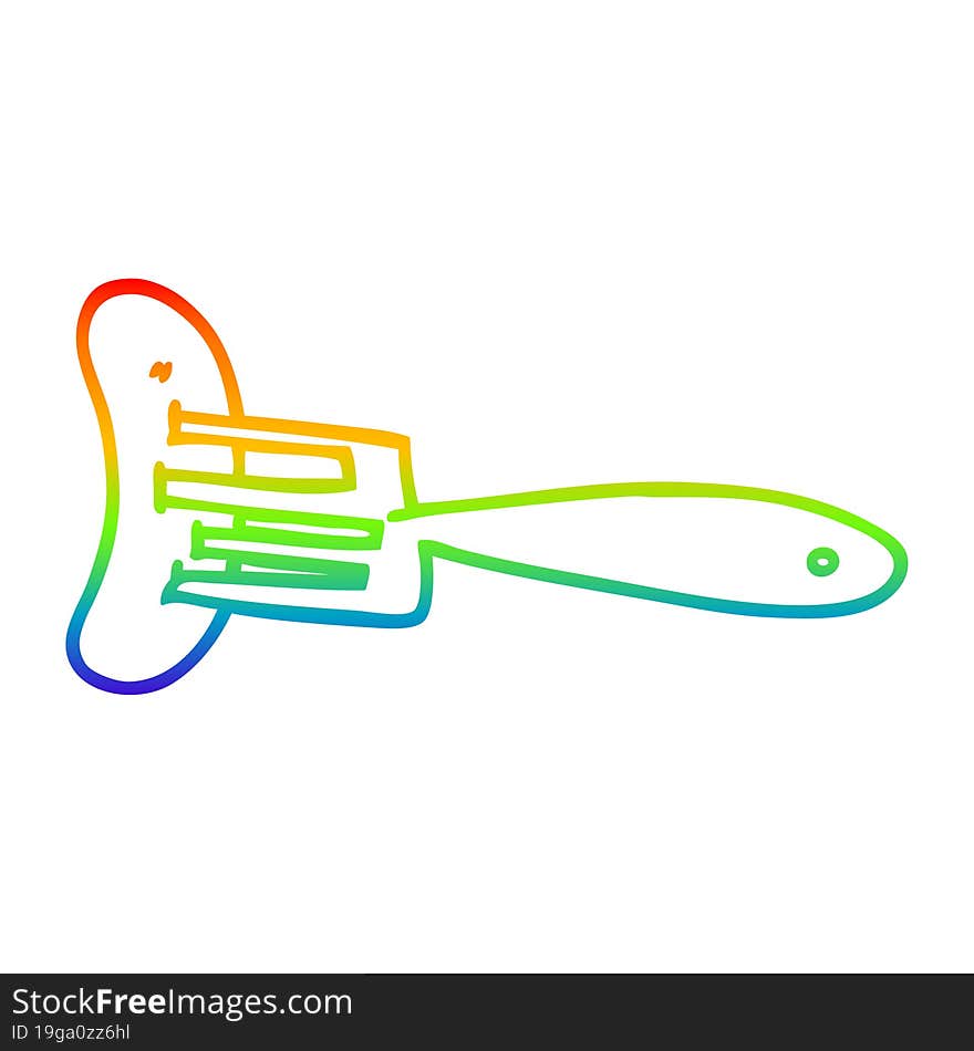 Rainbow Gradient Line Drawing Cartoon Banger On Fork