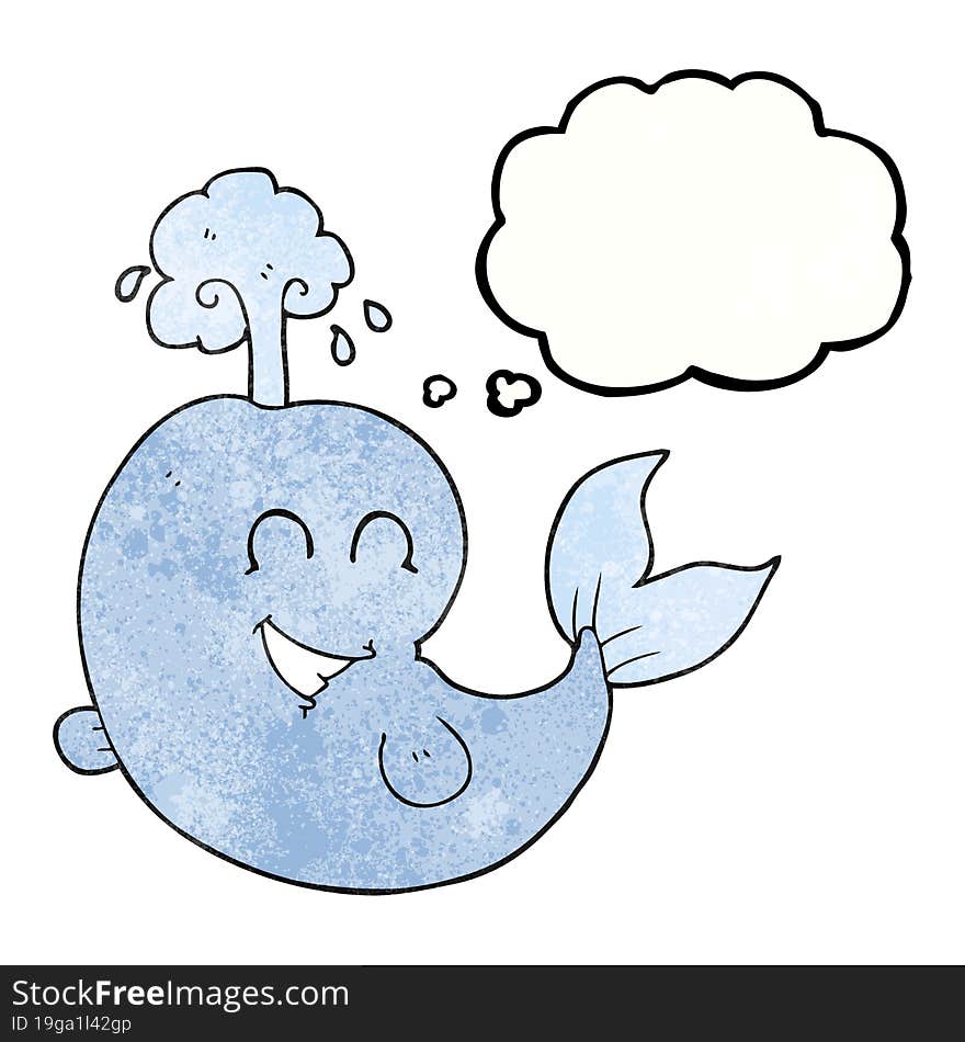 thought bubble textured cartoon whale spouting water