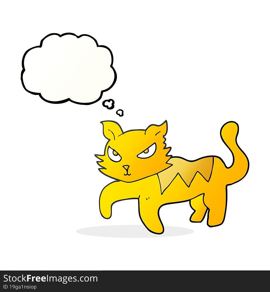 freehand drawn thought bubble cartoon cat