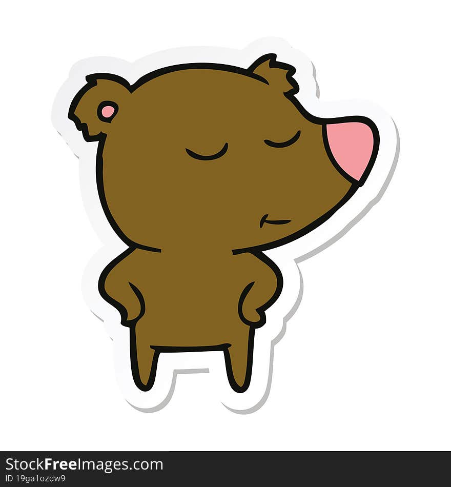 sticker of a happy cartoon bear