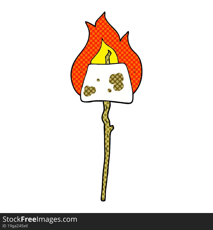 freehand drawn cartoon marshmallow on stick