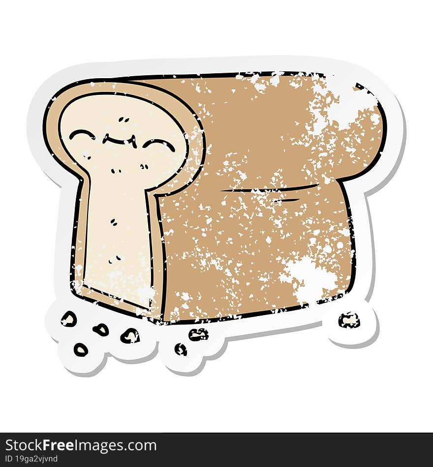 distressed sticker of a cartoon loaf of bread