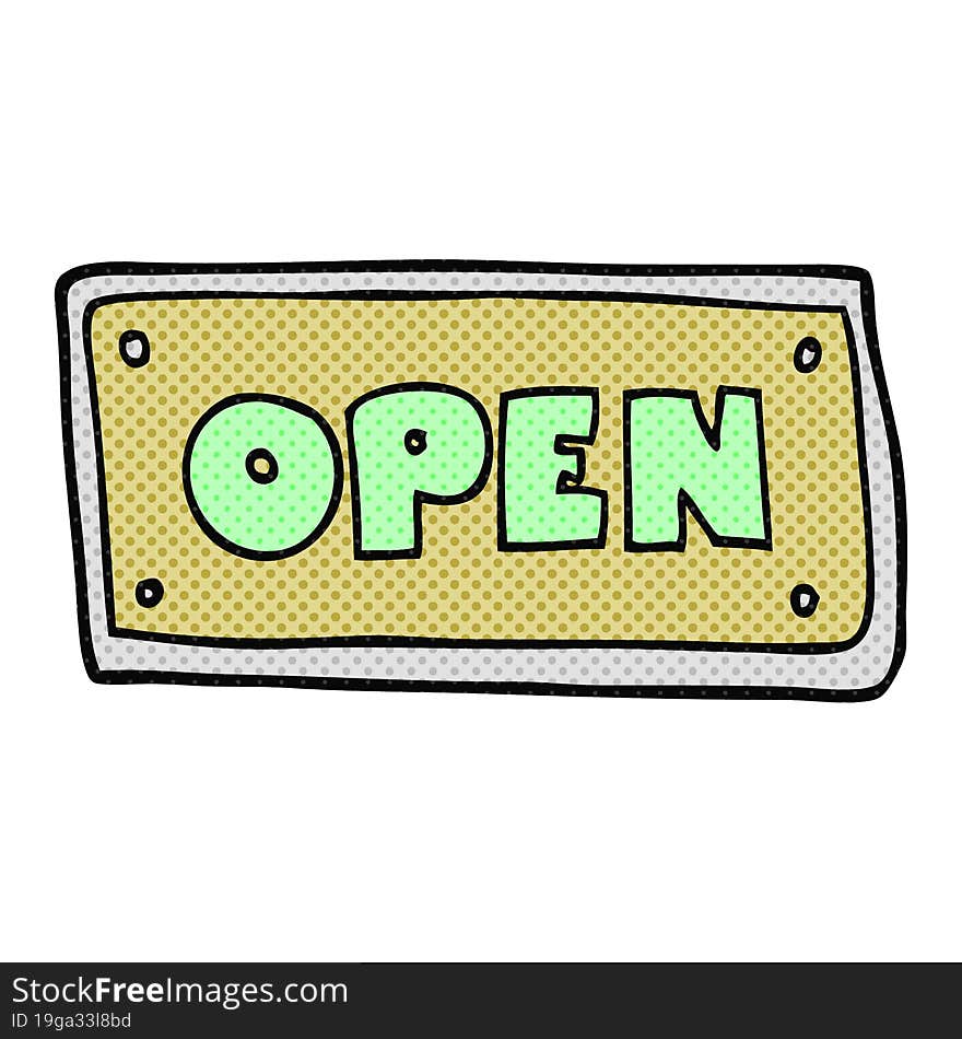 freehand drawn cartoon open sign