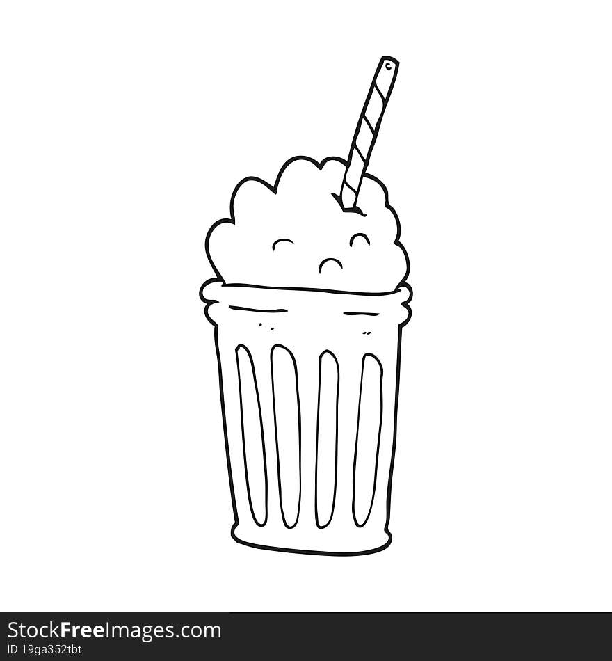 black and white cartoon milkshake