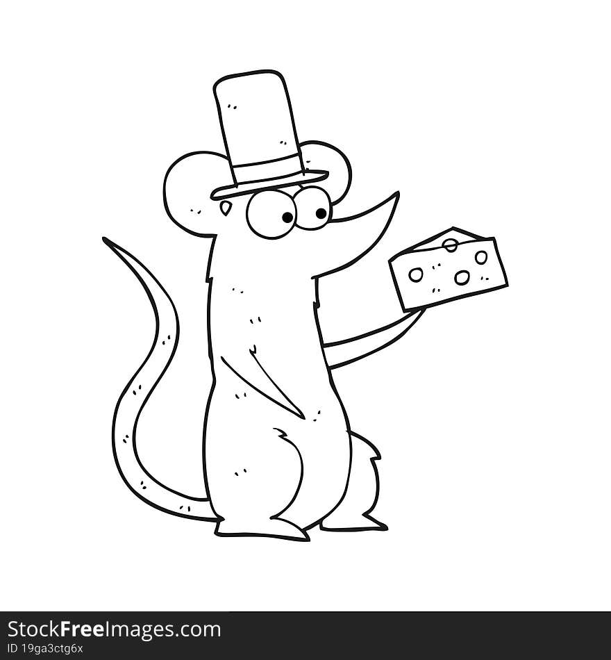 black and white cartoon mouse with cheese