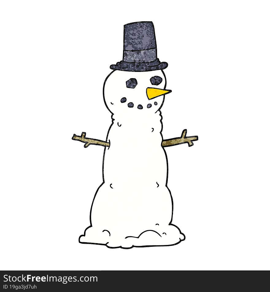 textured cartoon snowman in top hat