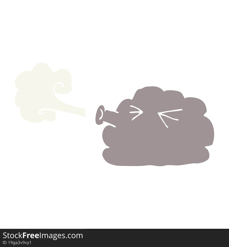 cartoon doodle cloud blowing a gale