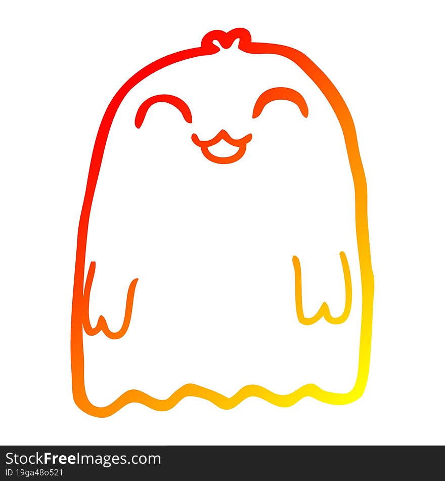 warm gradient line drawing of a cartoon ghost